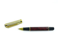 Premium Metal Roller Kahverengi Tükenmez Kalem - Altın Rengi Kapak