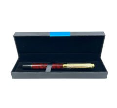 Premium Metal Roller Kahverengi Tükenmez Kalem - Altın Rengi Kapak