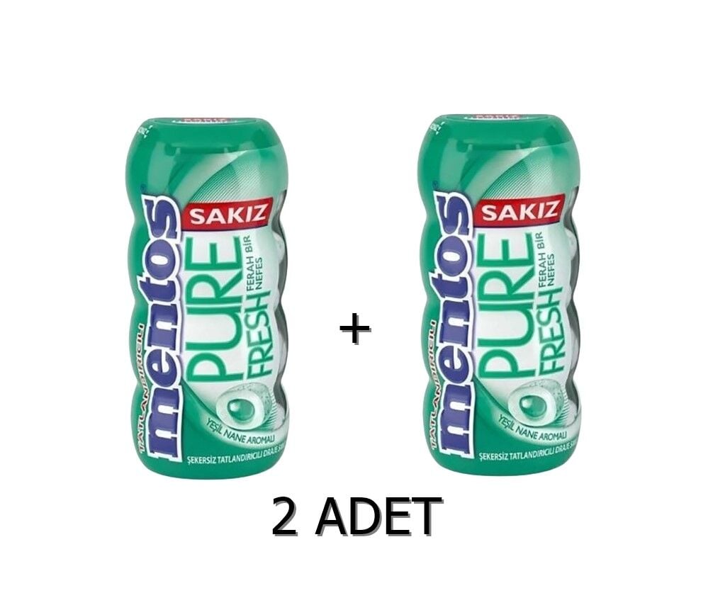 Mentos Pure Fresh Yeşil Nane Aromalı Sakız - Şekersiz(Tatlandırıcılı) 30g (2 ADET)