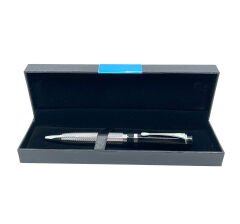 Premium Metal Roller Gümüş Renk Tükenmez Kalem - Siyah Kapak