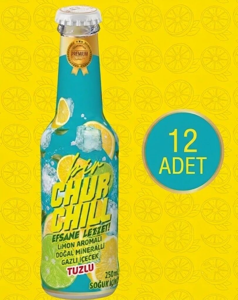 Bir Churchill Efsane Lezzet Limon Aromalı Doğal Mineralli Gazlı İçecek - Tuzlu - 12 ADET