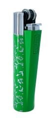 Clipper Green Pattern Metal Çakmak - Yeşil