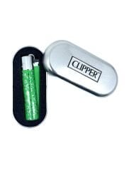 Clipper Green Pattern Metal Çakmak - Yeşil