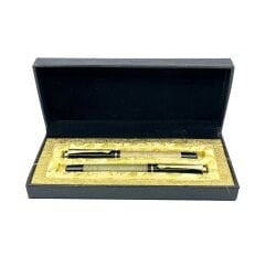 İkili Metal Kalem Seti - Dolma Kalem-Tükenmez Kalem Kalem - Yeşil/Siyah