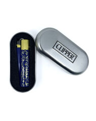 Clipper Blue Pattern Metal Çakmak - Lacivert