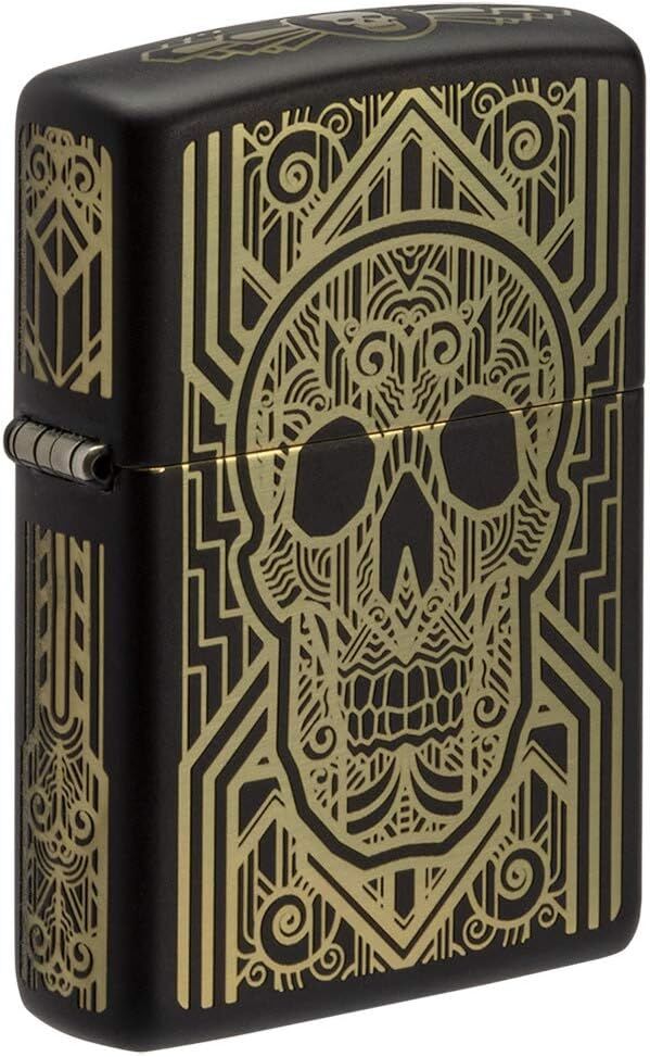 Zippo Art Deco Skull Black Matte Dizayn Çakmak