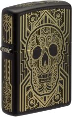 Zippo Art Deco Skull Black Matte Dizayn Çakmak