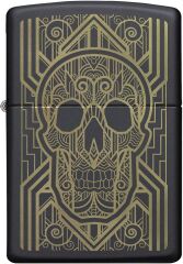 Zippo Art Deco Skull Black Matte Dizayn Çakmak