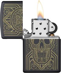 Zippo Art Deco Skull Black Matte Dizayn Çakmak