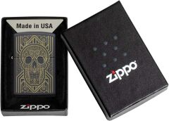 Zippo Art Deco Skull Black Matte Dizayn Çakmak