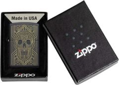 Zippo Art Deco Skull Black Matte Dizayn Çakmak