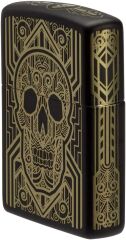 Zippo Art Deco Skull Black Matte Dizayn Çakmak