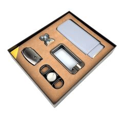 Parmida Excellence Beşli Puro Seti - Puro Kılıfı, Çakmak, Kesici, Sehpa, Küllük - Gri
