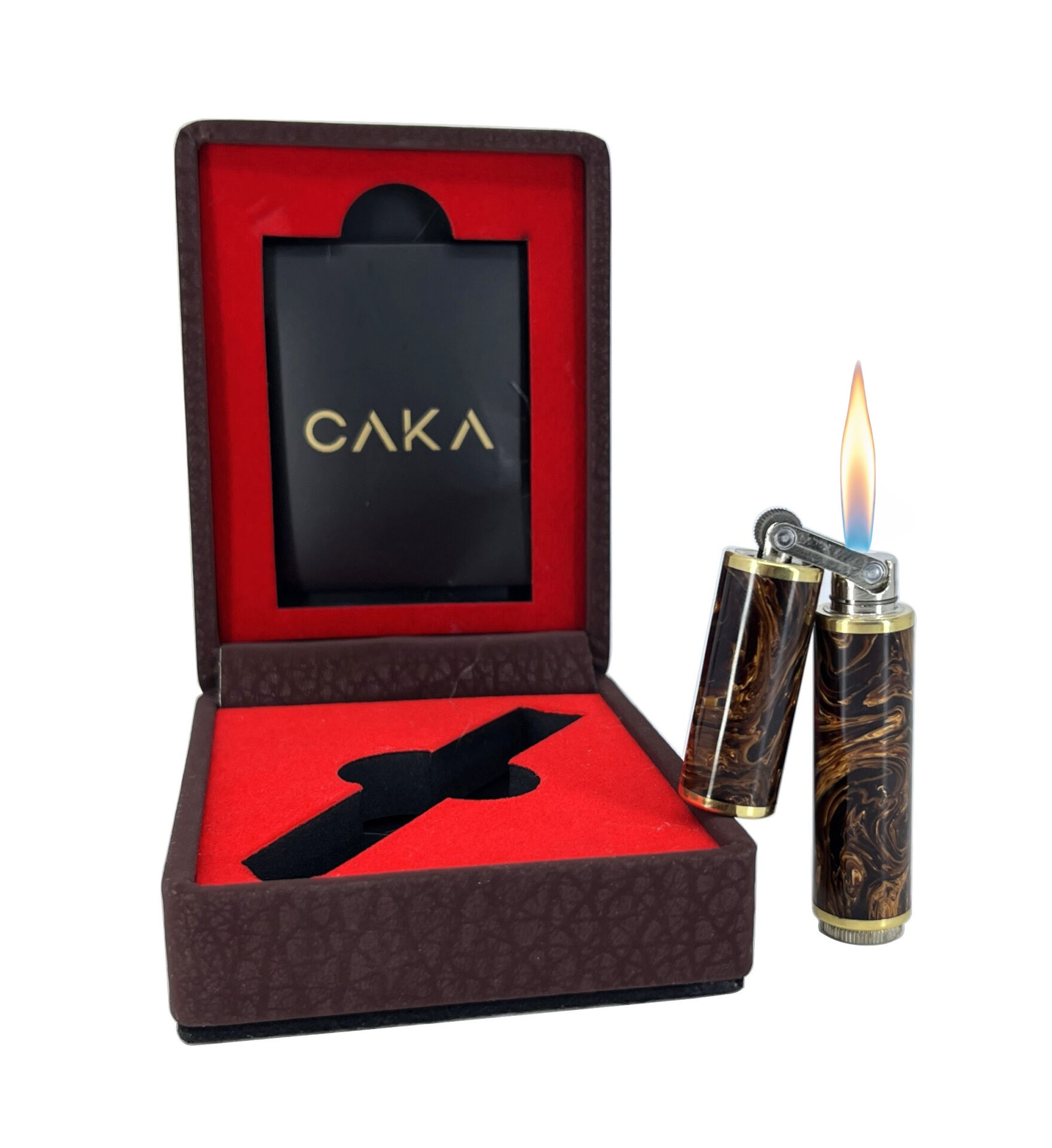 Caka Harmony Pirinç Ortadan Kırılan Benzinli Gemici (Muhtar) Çakmağı - Koyu Kahverengi