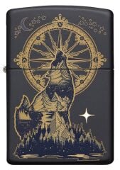 Zippo Howling Wolf - Uluyan Kurt Black Matte Dizayn Çakmak