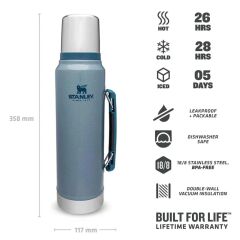 Stanley Legendary Klasik Vakumlu Paslanmaz Çelik Termos 1LT - Hammertone Ice