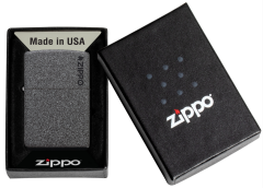 Zippo Iron Stone Black Logo Dizayn Çakmak