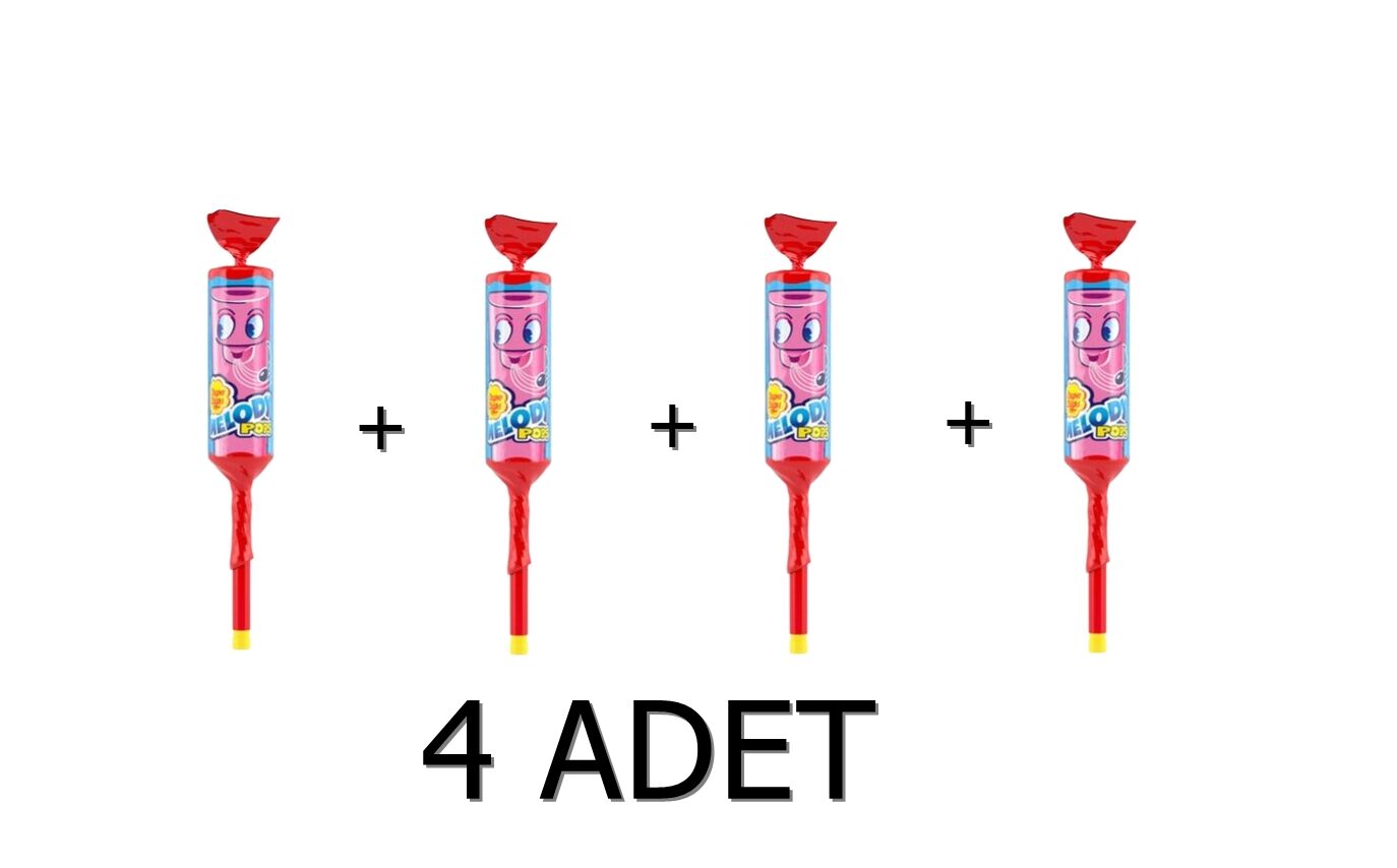 Chupa Chups Melody Pops Düdüklü Lolipop Şeker - Çilekli 15g x 4 Adet