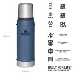 Stanley Klasik Vakumlu Paslanmaz Çelik Termos 0.75 LT - Hammertone Lake