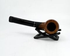 Dapper Half Bent Apple Briar (Gül Kökü) 9 mm Filtreli Pipo Siyah Bilezikli El İşleme - Kahverengi