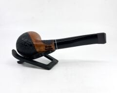 Dapper Half Bent Apple Briar (Gül Kökü) 9 mm Filtreli Pipo Siyah Bilezikli El İşleme - Kahverengi