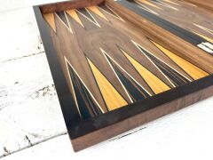 Ceviz Ağacından İmal Masif Ahşap Tavla Takımı