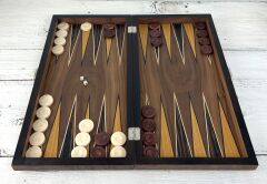 Ceviz Ağacından İmal Masif Ahşap Tavla Takımı