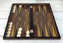 Ceviz Ağacından İmal Masif Ahşap Tavla Takımı