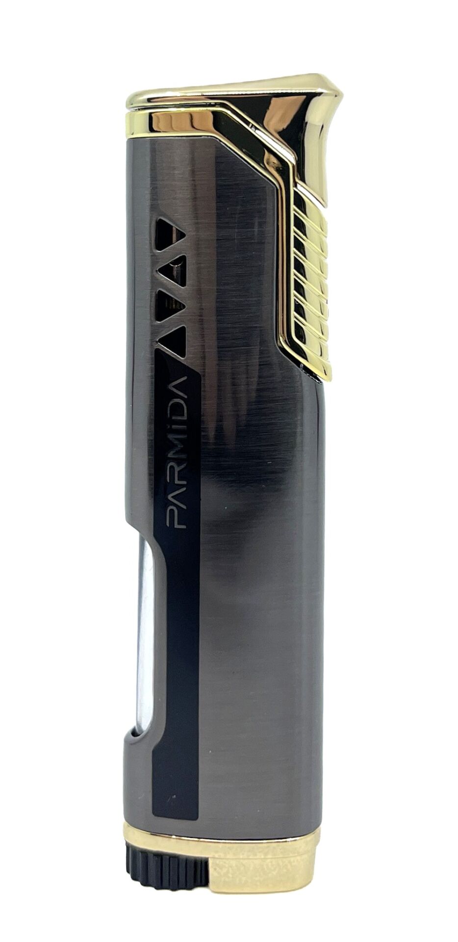 Parmida Lüks Metal Pürmüz Çakmak - Rüzgara Dayanıklı Mavi Alev (Özel Kutulu) - Antrasit