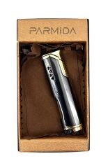 Parmida Lüks Metal Pürmüz Çakmak - Rüzgara Dayanıklı Mavi Alev (Özel Kutulu) - Antrasit