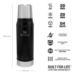 Stanley Klasik Vakumlu Paslanmaz Çelik Termos 0.75 LT - Matte Black Pebble