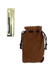 Parmida Lüks Metal Pürmüz Çakmak - Rüzgara Dayanıklı Mavi Alev (Özel Kutulu) - Altın Rengi