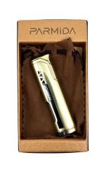 Parmida Lüks Metal Pürmüz Çakmak - Rüzgara Dayanıklı Mavi Alev (Özel Kutulu) - Altın Rengi