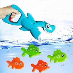 Balık Yakalama Oyunu Hareketli Köpek Balığı Banyo Oyuncağı - 2 Oltalı 2 Kişilik Oyun