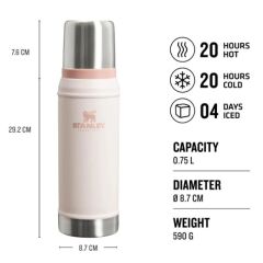 Stanley Klasik Vakumlu Paslanmaz Çelik Termos 0.75 LT - Rose Quartz