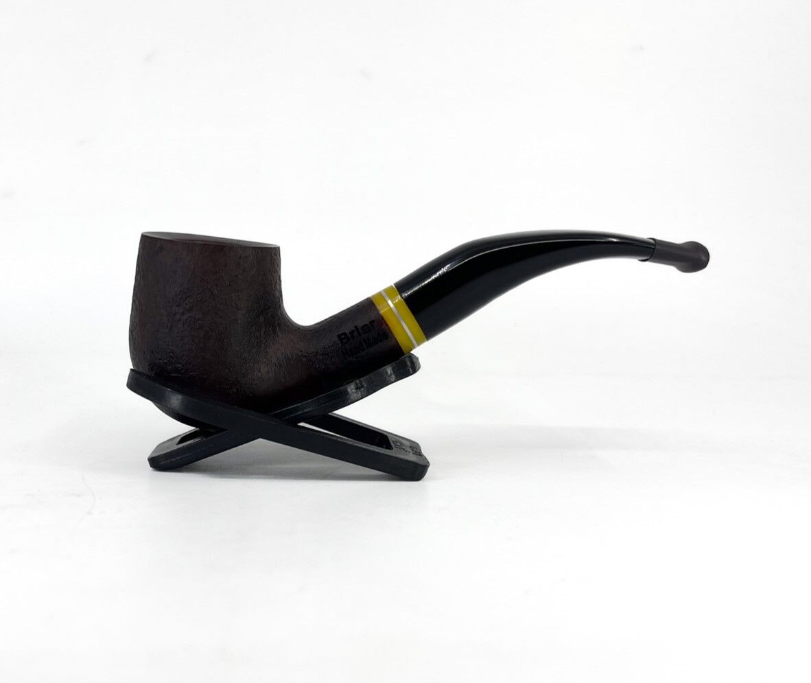 Dapper Bent Apple Briar (Gül Kökü) 9 mm Filtreli El Yapımı Pipo - Koyu Kahverengi 1744