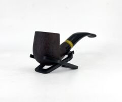 Dapper Bent Apple Briar (Gül Kökü) 9 mm Filtreli El Yapımı Pipo - Koyu Kahverengi 1744