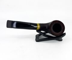 Dapper Bent Apple Briar (Gül Kökü) 9 mm Filtreli El Yapımı Pipo - Koyu Kahverengi 1744