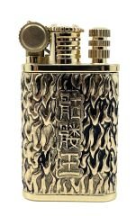 Chief Retro Gold Üç İskelet Kabartmalı Metal Çakmak - Koleksiyonluk Seri