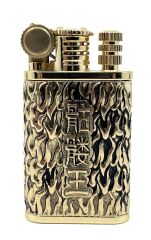 Chief Retro Gold Üç İskelet Kabartmalı Metal Çakmak - Koleksiyonluk Seri