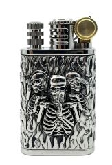 Chief Retro Silver Üç İskelet Kabartmalı Metal Çakmak - Koleksiyonluk Seri