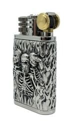 Chief Retro Silver Üç İskelet Kabartmalı Metal Çakmak - Koleksiyonluk Seri