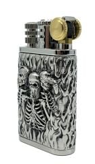 Chief Retro Silver Üç İskelet Kabartmalı Metal Çakmak - Koleksiyonluk Seri