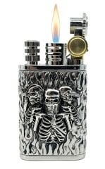 Chief Retro Silver Üç İskelet Kabartmalı Metal Çakmak - Koleksiyonluk Seri