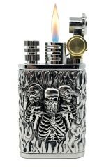 Chief Retro Silver Üç İskelet Kabartmalı Metal Çakmak - Koleksiyonluk Seri