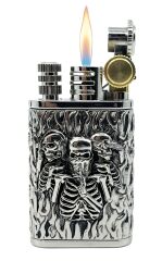 Chief Retro Silver Üç İskelet Kabartmalı Metal Çakmak - Koleksiyonluk Seri