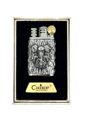 Chief Retro Silver Üç İskelet Kabartmalı Metal Çakmak - Koleksiyonluk Seri