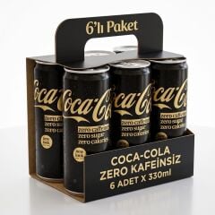 Coke Zero Zero Coca Kola 330 ml Şekersiz Kafeinsiz (6 ADET)