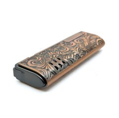 Gravür İşlemeli Jet Alev Çakmak - Bronz