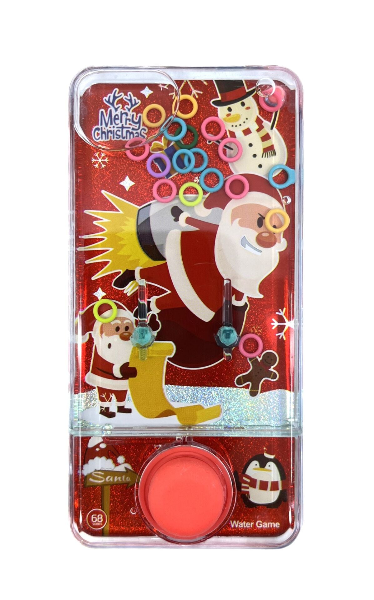 Hediyelik Sulu Halka Geçirme Oyuncağı - Noel Baba ve Kardan Adam Figürlü